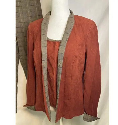 Perceptions 70’s Style New York Pant Suit Size 8 Jacket Top & Pant Faux Suede