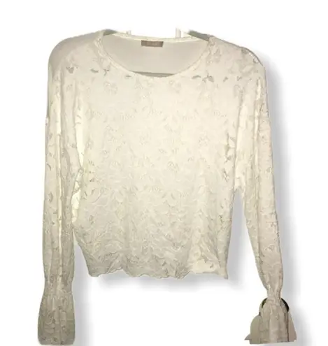 Pointelle white lace top Medium/Large