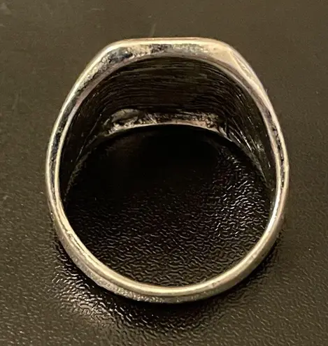 S925 silver natural obsidian ring size 9