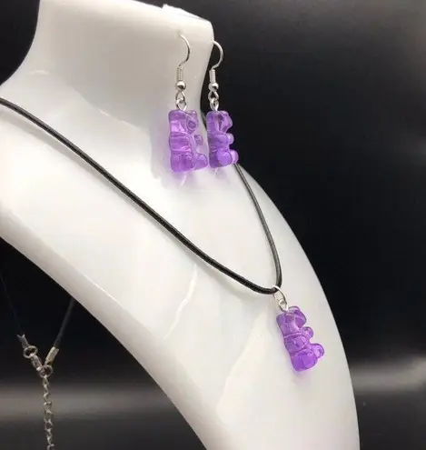 Handmade Purple Teddy Bear / Gummy Bear Jewelry Set
