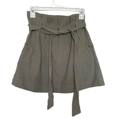 Very J Womens Cameron Belted Mini Skirt Green Olive Paperbag Utility Size Small