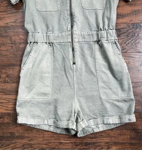 Rails • Effie Utility Romper shortalls playsuit Seagrass sage green twill zip