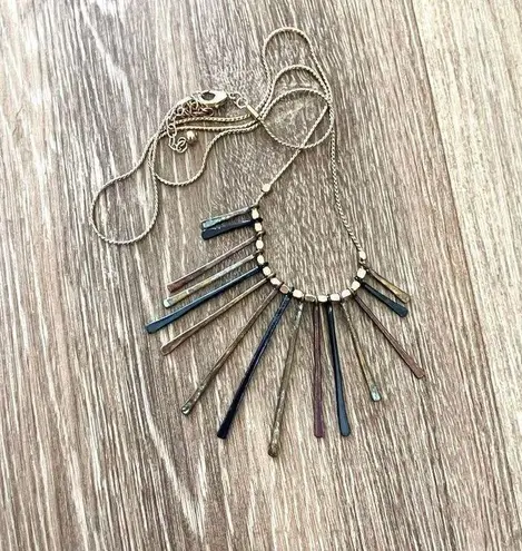 Multicolor gold tone " stick" Necklace