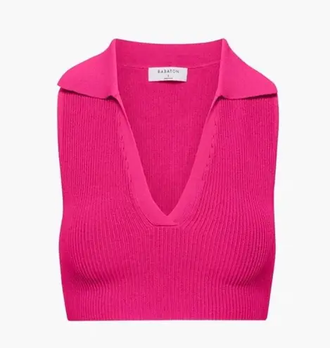 Babaton by Artizia Sculpt Knit Polo Top Pink XL