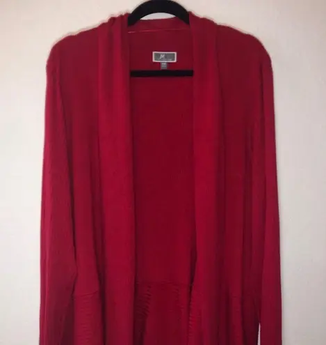 JM Collection Cardigan Red Sweater Knit Open Cardigan Sz XXL GUC Ribbed