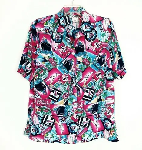 Vintage Pink Travel Vacation Themed Hawaiian Shirt Pink