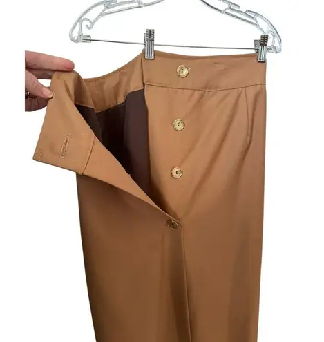 Vintage OOAK high waisted Brown wrap maxi skirt gold button closing large