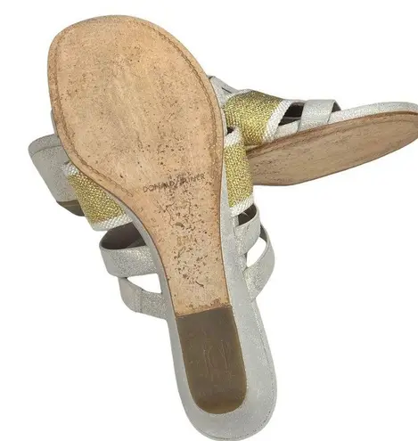 Donald Pliner Donald J Pliner ᪥ Dara Mesh Wedge Leather Sandals ᪥ Silver Gold Metallic ᪥ 8.5M