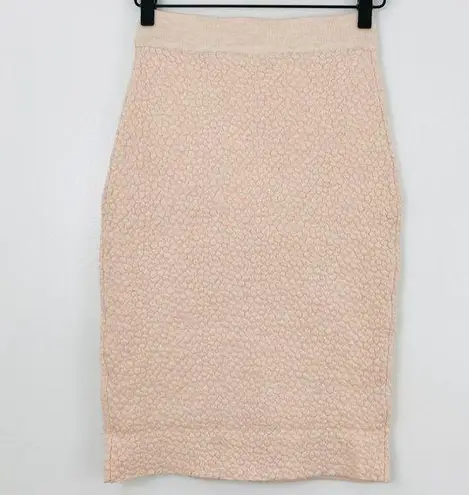 Lucy Paris New Pebble Textured Knit Stretch Pencil Skirt Pale Pink