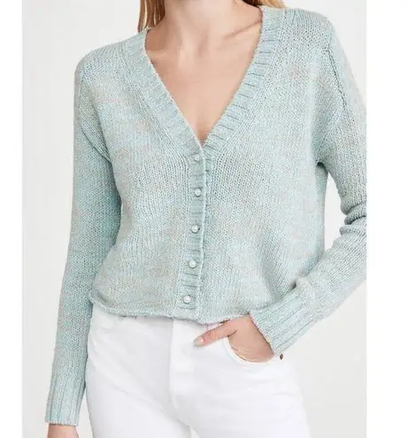 Dannijo L Cropped Cardigan With Pearl Buttons in Blue & Grey Heather Size L
