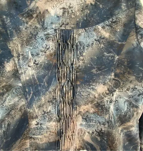 Coldwater Creek Navy and Gray Floral Paisley Beaded Long Sleeve Jacket Size 12P