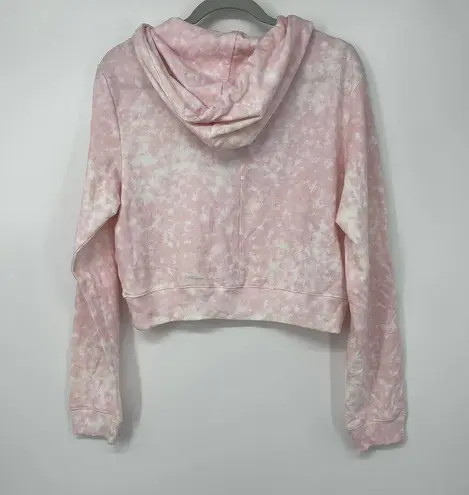 FREEZE “NO BAD VIBES” PINK WHITE AND BLUE CROPPED LONG SLEEVE HOODIE LARGE