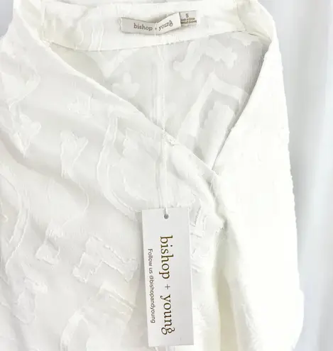 Bishop and Young New Textured Wrap Blouse Jayne Cross Front Top White