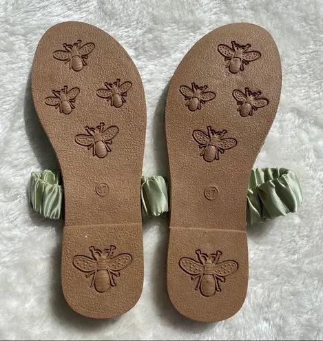 Pearl pineapple satin stretchy strap sandals 8 Green