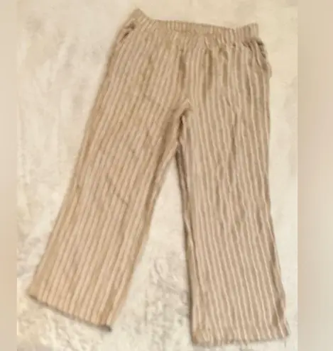 Briggs New York **Briggs Women’s Wide Leg Pants – Tan with White Stripes, Size L**