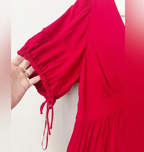 Proenza Schouler Red Puff Sleeve Tie Top