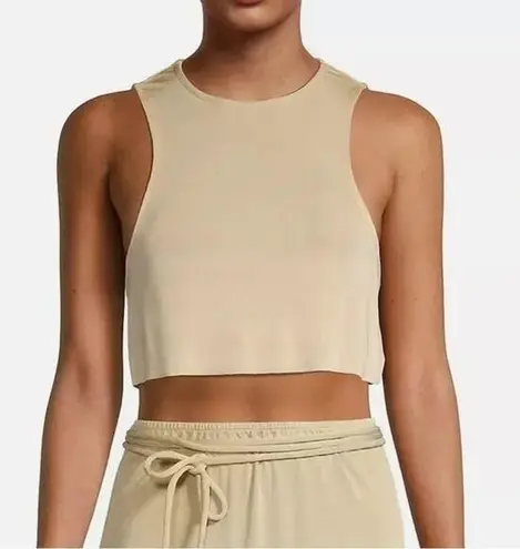 We Wore What NWT Sleeveless Cropped Scoop Tank Top Cotton Racerback XXS Beige