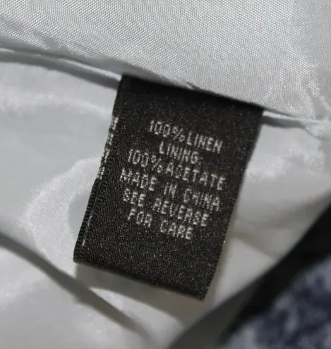 Bensoni Blue Ivory Drape Linen Sleeveless Shift Dress Size 6