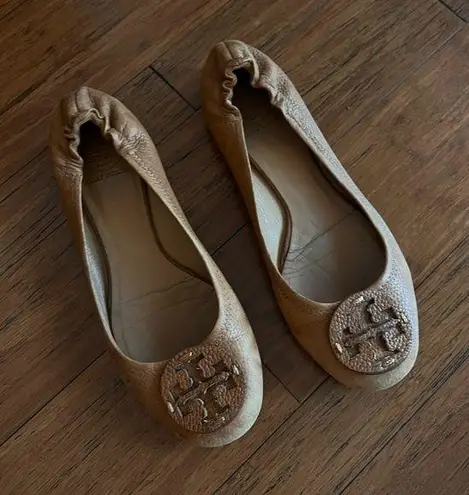 Tory Burch Minnie Leather Logo Travel Ballerina Flats