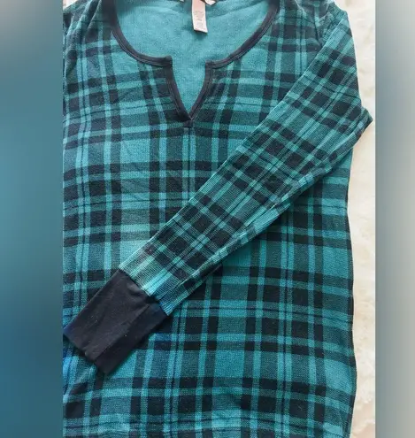 PINK - Victoria's Secret Victorias Secret Green Black Buffalo Plaid Thermal Pajamas Pjs Set ~ Small - Image 2