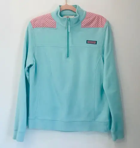 Vineyard Vines teal and pink zip up pull over sz small.