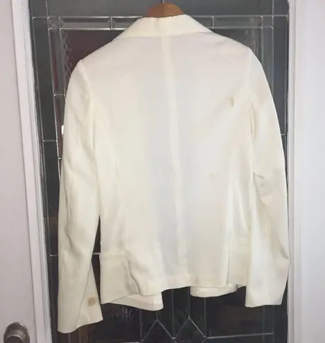 OVI Women Crepe Draped Open Front Collared Jacket Blazer White Size L