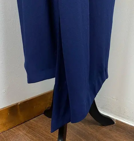 NICHOLAS Navy Crepe Deep V Gathered Sleeveless Dress Size 8 Formal Cocktail Blue