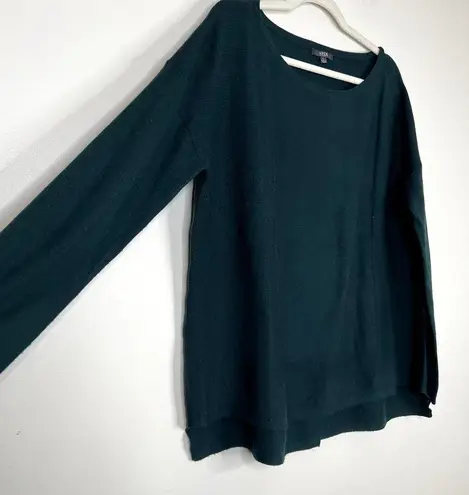 NYDJ Long Sleeve Split Back Slight Boatneck Soft Comfy Sweater Ribbed Detail Lg