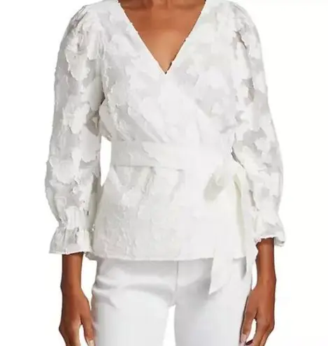 Tanya Taylor  Kaylee Jacquard Tie-Waist Top White 4