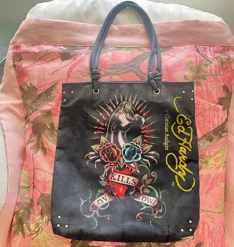 Ed Hardy y2k true vintage don  christian audigier “love kills slowly” tote bag