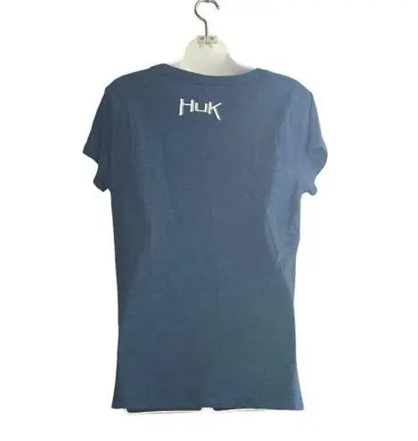 Huk Blue and White V Neck Short Sleeve Top Size XL