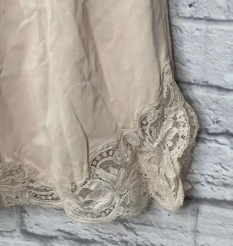 Vintage Shadowline Half Slip Camisole Set Pillow Tab Beige Size 32/S Lace