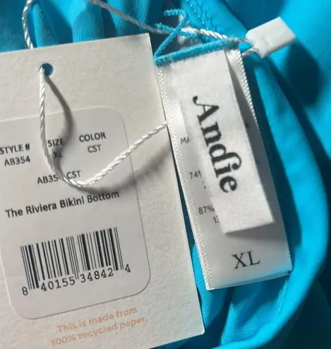 ANDIE NWT Swim The Riviera Bikini Bottom Flat Belt Bright Blue Size XL NEW