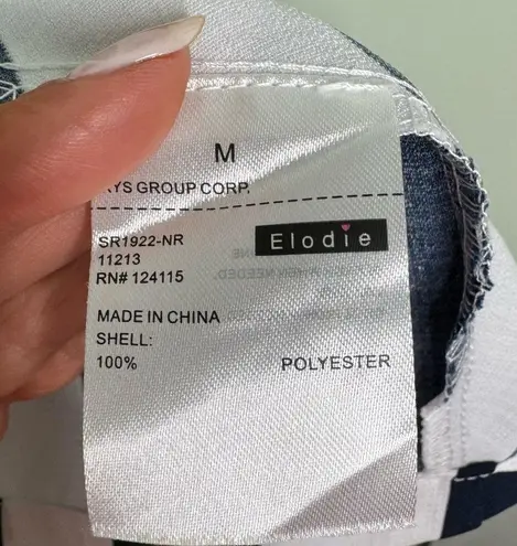 Elodie Navy Stripe Trendy Open Front Blazer Jacket Long Sleeve Size Medium