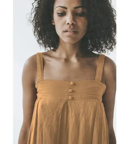 NEW Linen Relaxed Fit Cotton Sleeveless Loose Jumpsuit Adjustable Strap L Orange Size L