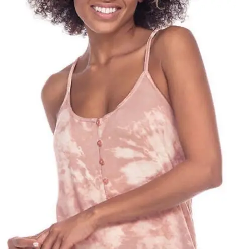 New Pink Tie Dye Lounge Jumpsuit Romper Stretch One Piece Sleep Pajamas Honeydew Size L