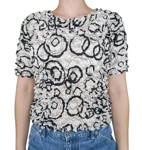 Vintage 90s Black & White Abstract Bubble Popcorn Shirt Size M