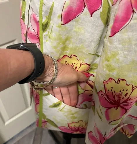 carole little Floral Linen Jacket