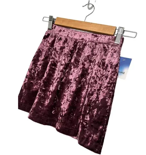 Abound New Nordstrom  Crushed Velvet Velour Mini Retro 90s Y2K Skirt Burgundy XXS