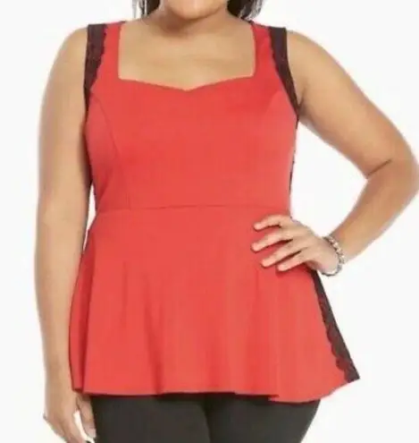 Torrid  Red Lace Peplum Top