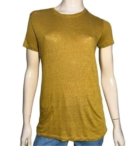 IRO Women’s Size XS Khaki Yellow Green Linen Luciana Short Sleeve Tee T-Shirt