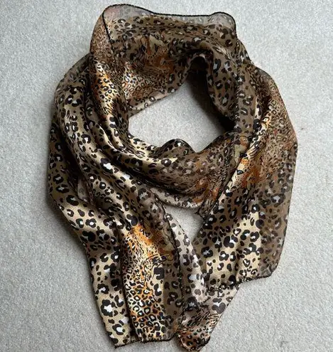 Leopard Print Silk Scarf Brown