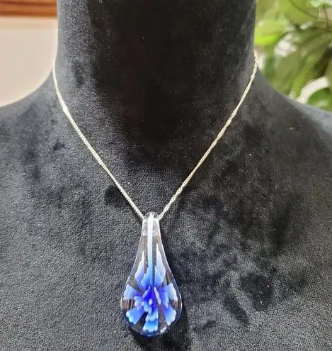 Bermuda Womens  Blue Crystal Water Drop Jewelry Necklace