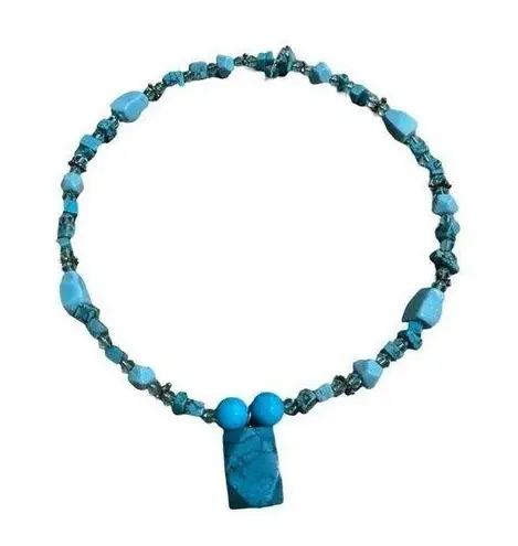 Vintage Blue  Beaded Choker Necklace