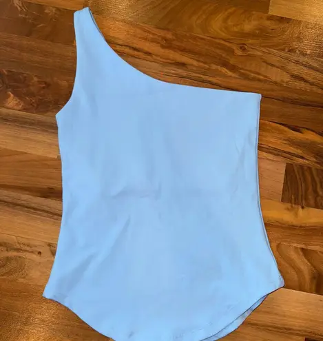 Buffbunny One Shoulder Top Athleisure Athletic Workout Tank Light Blue Small