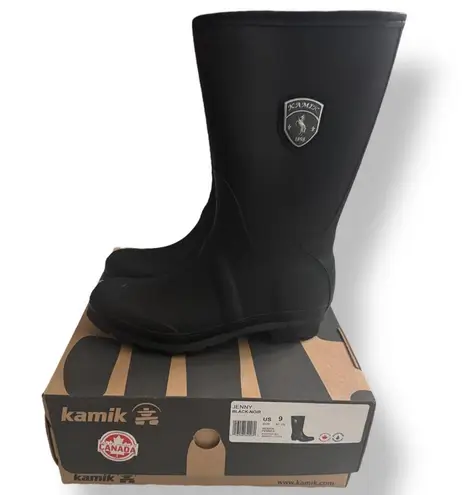 Kamik Womens 9 Black Rubber Rain Boots