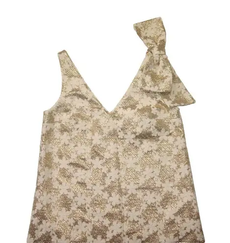Sézane NWT Sezane Philomena in Ecru Gold Jacquard Bow A-line Mini Shift Dress 36 / US 4