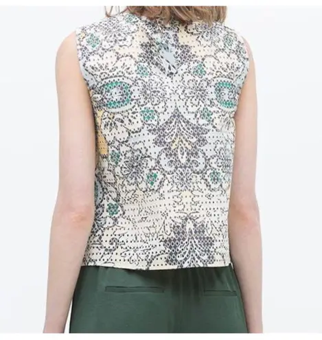 ZARA Perforated Tank Floral Laser-Cut Cut-Outs Cutouts Sleeveless Blouse Top M