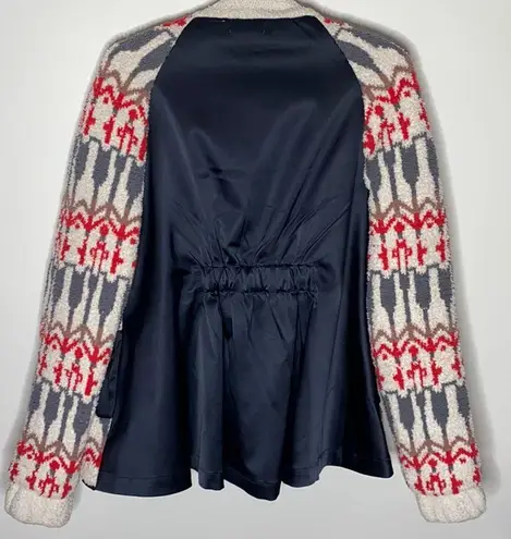 Sleeping on Snow fair isle paneled Sherpa jacket Size S Black