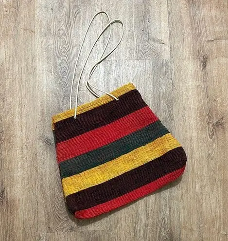 Reggae Jamaican Drawstring Knit Shoulder Bag Yellow